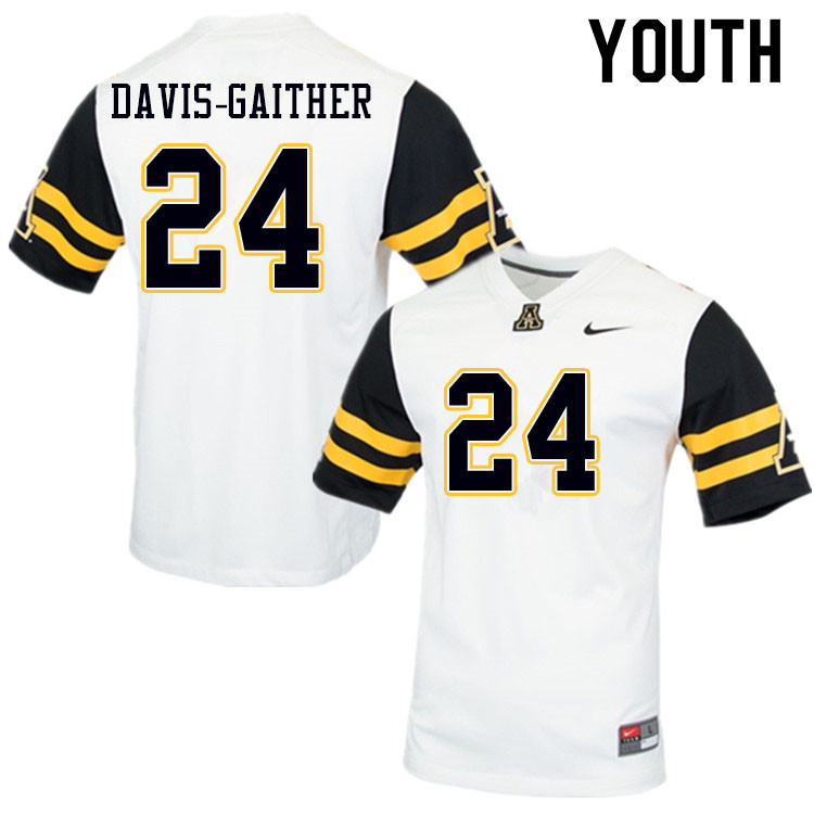 Youth #24 Akeem Davis-Gaither Appalachian State Mountaineers College Football Jerseys Sale-White - Click Image to Close